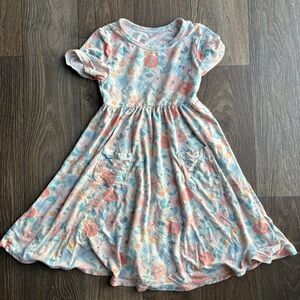 Floral Kids Dress - Pink and Blue